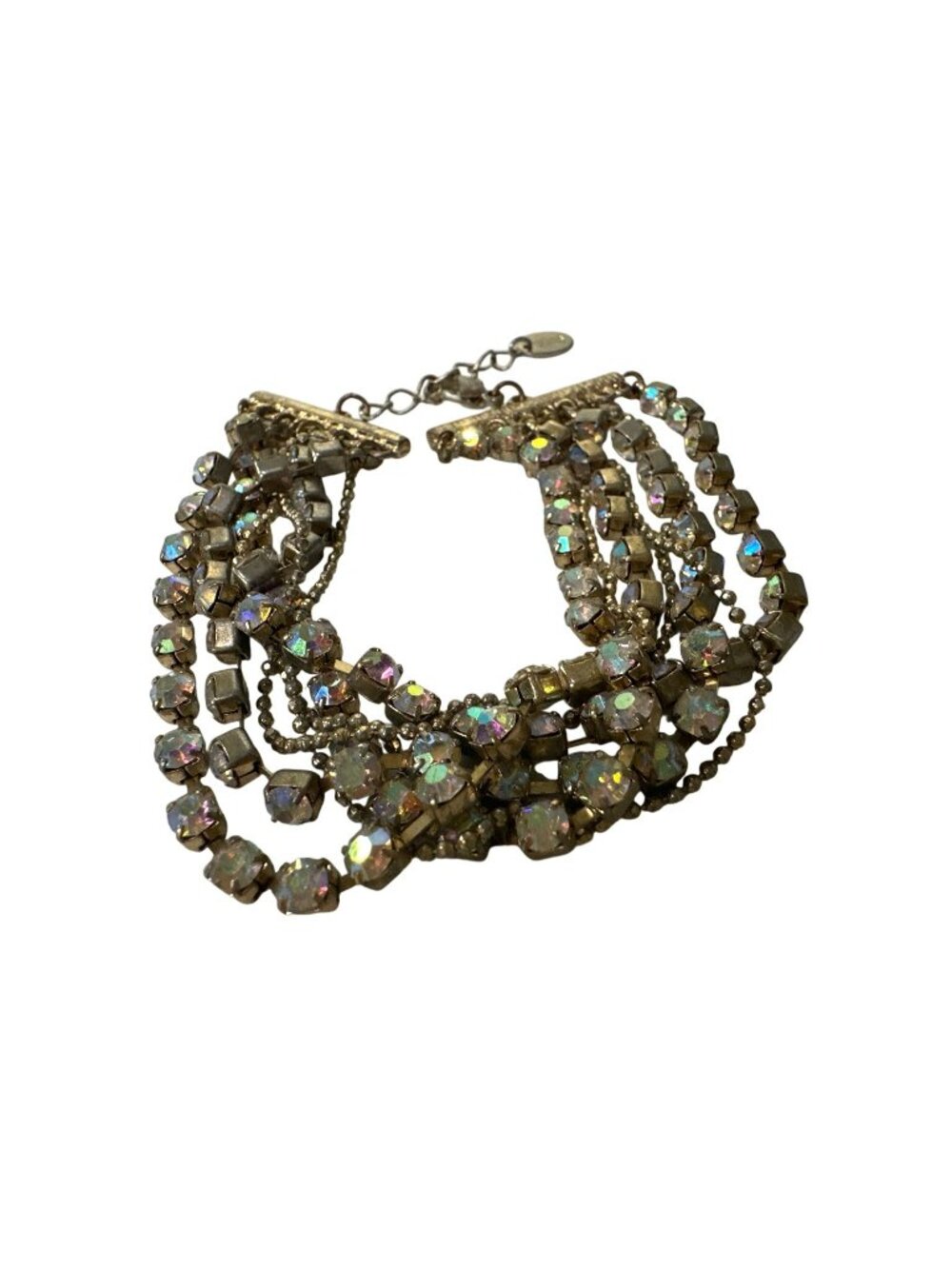 VTG Claires Multistrand Iridescent Rhinestone Bracelet Fairy Kei Elegant Sparkly